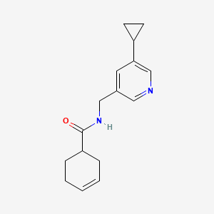 molecular formula C16H20N2O B2400360 N-((5-cyclopropylpyridin-3-yl)methyl)cyclohex-3-enecarboxamide CAS No. 2034233-11-7