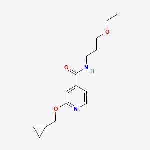 molecular formula C15H22N2O3 B2400378 2-(环丙基甲氧基)-N-(3-乙氧基丙基)异烟酰胺 CAS No. 2034244-51-2