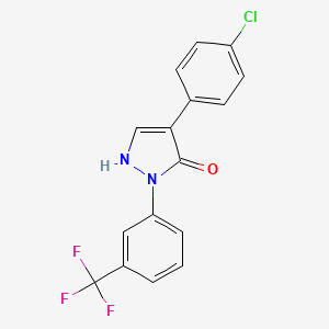 molecular formula C16H10ClF3N2O B2400380 4-(4-chlorophenyl)-2-[3-(trifluoromethyl)phenyl]-1,2-dihydro-3H-pyrazol-3-one CAS No. 400075-11-8