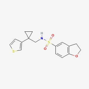 molecular formula C16H17NO3S2 B2400416 N-[(1-Thiophen-3-ylcyclopropyl)methyl]-2,3-dihydro-1-benzofuran-5-sulfonamide CAS No. 2415488-91-2