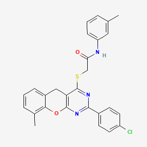 molecular formula C27H22ClN3O2S B2400425 2-((2-(4-chlorophenyl)-9-methyl-5H-chromeno[2,3-d]pyrimidin-4-yl)thio)-N-(m-tolyl)acetamide CAS No. 872207-71-1