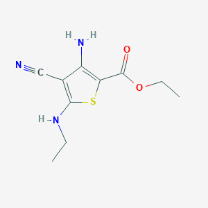 molecular formula C10H13N3O2S B2400427 Ethyl 3-amino-4-cyano-5-(ethylamino)thiophene-2-carboxylate CAS No. 503087-17-0