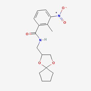 molecular formula C16H20N2O5 B2400438 N-(1,4-dioxaspiro[4.4]nonan-2-ylmethyl)-2-methyl-3-nitrobenzamide CAS No. 923113-98-8