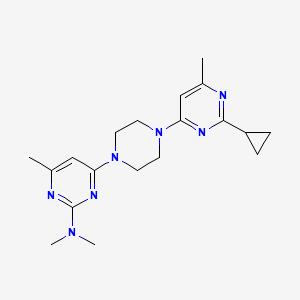 molecular formula C19H27N7 B2400443 4-[4-(2-Cyclopropyl-6-methylpyrimidin-4-yl)piperazin-1-yl]-N,N,6-trimethylpyrimidin-2-amine CAS No. 2415455-38-6