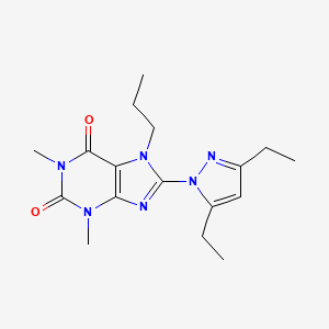 molecular formula C17H24N6O2 B2400446 8-(3,5-Diethylpyrazolyl)-1,3-dimethyl-7-propyl-1,3,7-trihydropurine-2,6-dione CAS No. 1014053-62-3