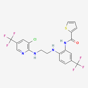 molecular formula C20H15ClF6N4OS B2400447 N-[2-[(2-{[3-chloro-5-(trifluoromethyl)-2-pyridinyl]amino}ethyl)amino]-5-(trifluoromethyl)phenyl]-2-thiophenecarboxamide CAS No. 478262-30-5