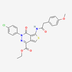 molecular formula C24H20ClN3O5S B2400449 Ethyl 3-(4-chlorophenyl)-5-(2-(4-methoxyphenyl)acetamido)-4-oxo-3,4-dihydrothieno[3,4-d]pyridazine-1-carboxylate CAS No. 851950-74-8