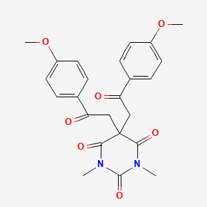 molecular formula C24H24N2O7 B2400451 5,5-bis[2-(4-methoxyphenyl)-2-oxoethyl]-1,3-dimethyl-2,4,6(1H,3H,5H)-pyrimidinetrione CAS No. 477888-64-5
