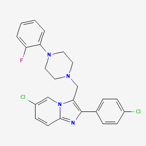 molecular formula C24H21Cl2FN4 B2400453 6-Chloro-2-(4-chlorophenyl)-3-{[4-(2-fluorophenyl)piperazino]methyl}imidazo[1,2-a]pyridine CAS No. 861212-36-4