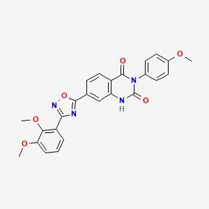 molecular formula C25H20N4O6 B2400457 7-[3-(2,3-dimethoxyphenyl)-1,2,4-oxadiazol-5-yl]-3-(4-methoxyphenyl)quinazoline-2,4(1H,3H)-dione CAS No. 1326895-14-0