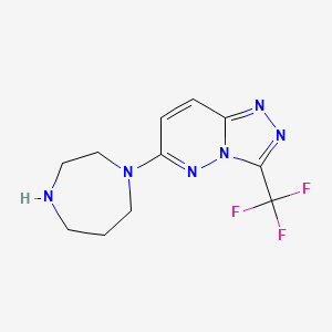 molecular formula C11H13F3N6 B2400458 6-(1,4-Diazepan-1-yl)-3-(trifluoromethyl)-[1,2,4]triazolo[4,3-b]pyridazine CAS No. 1166819-52-8