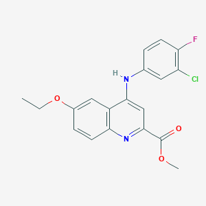 molecular formula C19H16ClFN2O3 B2400459 Methyl 4-(3-chloro-4-fluoroanilino)-6-ethoxyquinoline-2-carboxylate CAS No. 1207032-28-7