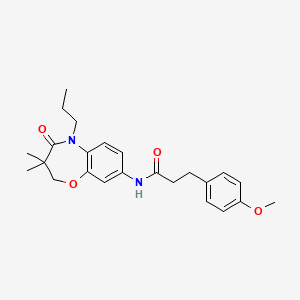 molecular formula C24H30N2O4 B2400481 N-(3,3-二甲基-4-氧代-5-丙基-2,3,4,5-四氢苯并[b][1,4]恶杂环辛-8-基)-3-(4-甲氧基苯基)丙酰胺 CAS No. 921566-29-2