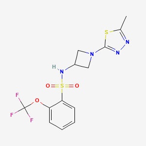 molecular formula C13H13F3N4O3S2 B2400482 N-[1-(5-Methyl-1,3,4-thiadiazol-2-yl)azetidin-3-yl]-2-(trifluoromethoxy)benzenesulfonamide CAS No. 2415452-56-9