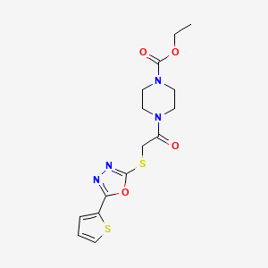 Ethyl 4-(2-((5-(thiophen-2-yl)-1,3,4-oxadiazol-2-yl)thio)acetyl)piperazine-1-carboxylate