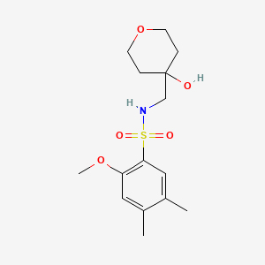 molecular formula C15H23NO5S B2400491 N-((4-hydroxytetrahydro-2H-pyran-4-yl)methyl)-2-methoxy-4,5-dimethylbenzenesulfonamide CAS No. 1351619-17-4