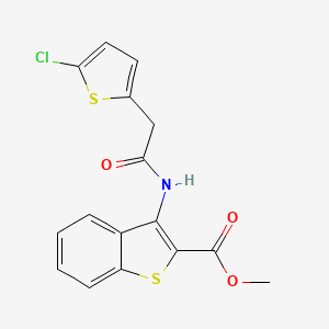 molecular formula C16H12ClNO3S2 B2400493 Methyl 3-(2-(5-chlorothiophen-2-yl)acetamido)benzo[b]thiophene-2-carboxylate CAS No. 921840-00-8