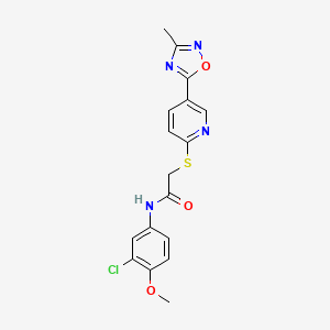 molecular formula C17H15ClN4O3S B2400494 N-(3-chloro-4-methoxyphenyl)-2-((5-(3-methyl-1,2,4-oxadiazol-5-yl)pyridin-2-yl)thio)acetamide CAS No. 1251704-22-9