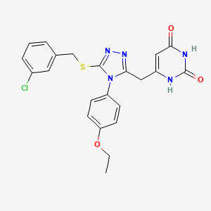 molecular formula C22H20ClN5O3S B2400498 6-((5-((3-chlorobenzyl)thio)-4-(4-ethoxyphenyl)-4H-1,2,4-triazol-3-yl)methyl)pyrimidine-2,4(1H,3H)-dione CAS No. 852153-78-7