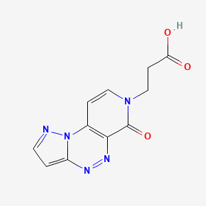 molecular formula C11H9N5O3 B2400502 3-(6-oxopyrazolo[5,1-c]pyrido[4,3-e][1,2,4]triazin-7(6H)-yl)propanoic acid CAS No. 1208758-14-8