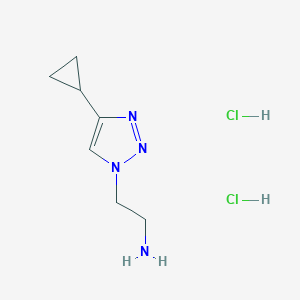 molecular formula C7H14Cl2N4 B2400504 2-(4-Cyclopropyl-1H-1,2,3-triazol-1-yl)ethan-1-amine dihydrochloride CAS No. 2172052-72-9