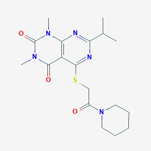 molecular formula C18H25N5O3S B2400513 7-isopropyl-1,3-dimethyl-5-((2-oxo-2-(piperidin-1-yl)ethyl)thio)pyrimido[4,5-d]pyrimidine-2,4(1H,3H)-dione CAS No. 892480-03-4