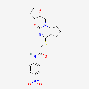 N-(4-nitrophenyl)-2-((2-oxo-1-((tetrahydrofuran-2-yl)methyl)-2,5,6,7-tetrahydro-1H-cyclopenta[d]pyrimidin-4-yl)thio)acetamide