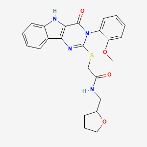 2-((3-(2-methoxyphenyl)-4-oxo-4,5-dihydro-3H-pyrimido[5,4-b]indol-2-yl)thio)-N-((tetrahydrofuran-2-yl)methyl)acetamide