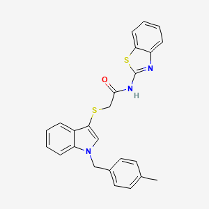 molecular formula C25H21N3OS2 B2400523 N-(1,3-苯并噻唑-2-基)-2-[1-[(4-甲苯基)甲基]吲哚-3-基]硫代乙酰胺 CAS No. 681276-85-7