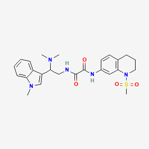molecular formula C25H31N5O4S B2400531 N1-(2-(dimethylamino)-2-(1-methyl-1H-indol-3-yl)ethyl)-N2-(1-(methylsulfonyl)-1,2,3,4-tetrahydroquinolin-7-yl)oxalamide CAS No. 1396869-90-1