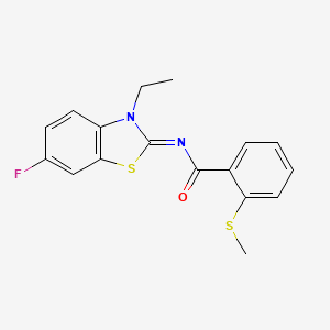 molecular formula C17H15FN2OS2 B2400536 (E)-N-(3-ethyl-6-fluorobenzo[d]thiazol-2(3H)-ylidene)-2-(methylthio)benzamide CAS No. 898428-36-9