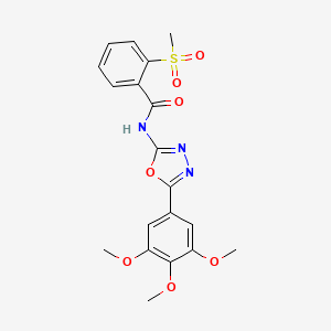 molecular formula C19H19N3O7S B2400543 2-(methylsulfonyl)-N-(5-(3,4,5-trimethoxyphenyl)-1,3,4-oxadiazol-2-yl)benzamide CAS No. 896362-79-1