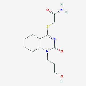 molecular formula C13H19N3O3S B2400548 2-((1-(3-Hydroxypropyl)-2-oxo-1,2,5,6,7,8-hexahydroquinazolin-4-yl)thio)acetamide CAS No. 899743-28-3