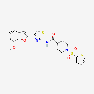 molecular formula C23H23N3O5S3 B2400553 N-(4-(7-乙氧基苯并呋喃-2-基)噻唑-2-基)-1-(噻吩-2-基磺酰基)哌啶-4-甲酰胺 CAS No. 921871-52-5