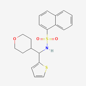 molecular formula C20H21NO3S2 B2400557 N-((tetrahydro-2H-pyran-4-yl)(thiophen-2-yl)methyl)naphthalene-1-sulfonamide CAS No. 2320923-95-1