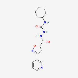 molecular formula C16H21N5O3 B2400559 N-cyclohexyl-2-{[3-(3-pyridinyl)-4,5-dihydro-5-isoxazolyl]carbonyl}-1-hydrazinecarboxamide CAS No. 478064-65-2