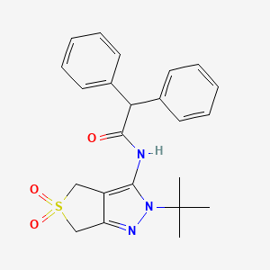 molecular formula C23H25N3O3S B2400568 N-(2-(叔丁基)-5,5-二氧化-4,6-二氢-2H-噻吩[3,4-c]吡唑-3-基)-2,2-二苯乙酰胺 CAS No. 681265-24-7