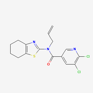 molecular formula C16H15Cl2N3OS B2400569 5,6-dichloro-N-prop-2-enyl-N-(4,5,6,7-tetrahydro-1,3-benzothiazol-2-yl)pyridine-3-carboxamide CAS No. 1003167-91-6