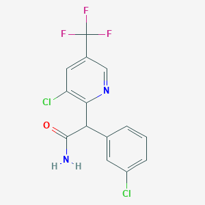 molecular formula C14H9Cl2F3N2O B2400577 2-(3-Chlorophenyl)-2-[3-chloro-5-(trifluoromethyl)-2-pyridinyl]acetamide CAS No. 338407-76-4