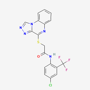 molecular formula C18H11ClF3N5OS B2400588 2-([1,2,4]三唑并[4,3-a]喹喔啉-4-硫基)-N-(4-氯-2-(三氟甲基)苯基)乙酰胺 CAS No. 1358450-98-2