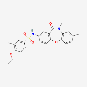 molecular formula C24H24N2O5S B2400597 N-(8,10-dimethyl-11-oxo-10,11-dihydrodibenzo[b,f][1,4]oxazepin-2-yl)-4-ethoxy-3-methylbenzenesulfonamide CAS No. 922036-71-3