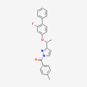 molecular formula C25H21FN2O2 B2400606 (3-{1-[(2-氟[1,1'-联苯]-4-基)氧基]乙基}-1H-吡唑-1-基)(4-甲苯基)甲酮 CAS No. 477709-13-0