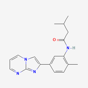molecular formula C18H20N4O B2400609 N-(5-(imidazo[1,2-a]pyrimidin-2-yl)-2-methylphenyl)-3-methylbutanamide CAS No. 862810-14-8