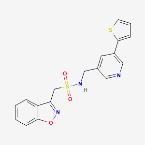 molecular formula C18H15N3O3S2 B2400615 1-(苯并[d]异恶唑-3-基)-N-((5-(噻吩-2-基)吡啶-3-基)甲基)甲磺酰胺 CAS No. 2034487-99-3