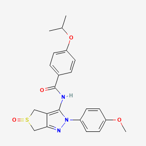molecular formula C22H23N3O4S B2400617 4-isopropoxy-N-(2-(4-methoxyphenyl)-5-oxido-4,6-dihydro-2H-thieno[3,4-c]pyrazol-3-yl)benzamide CAS No. 958709-77-8