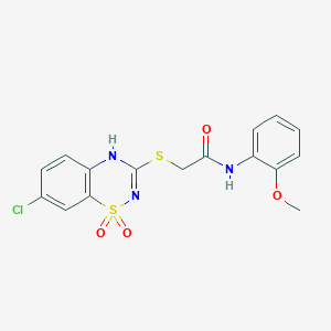 2-((7-chloro-1,1-dioxido-4H-benzo[e][1,2,4]thiadiazin-3-yl)thio)-N-(2-methoxyphenyl)acetamide