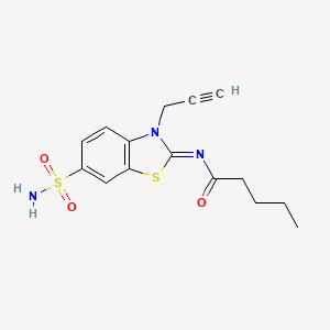N-(3-prop-2-ynyl-6-sulfamoyl-1,3-benzothiazol-2-ylidene)pentanamide
