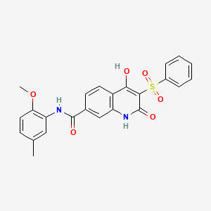 molecular formula C24H20N2O6S B2400635 4-羟基-N-(2-甲氧基-5-甲苯基)-2-氧代-3-(苯磺酰基)-1,2-二氢喹啉-7-甲酰胺 CAS No. 892741-49-0