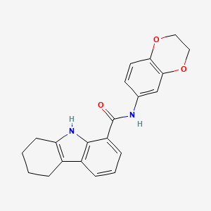molecular formula C21H20N2O3 B2400636 N-(2,3-dihydrobenzo[b][1,4]dioxin-6-yl)-2,3,4,9-tetrahydro-1H-carbazole-8-carboxamide CAS No. 946379-55-1