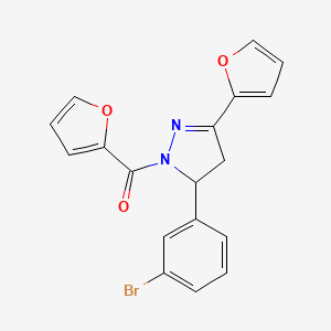 (5-(3-bromophenyl)-3-(furan-2-yl)-4,5-dihydro-1H-pyrazol-1-yl)(furan-2-yl)methanone